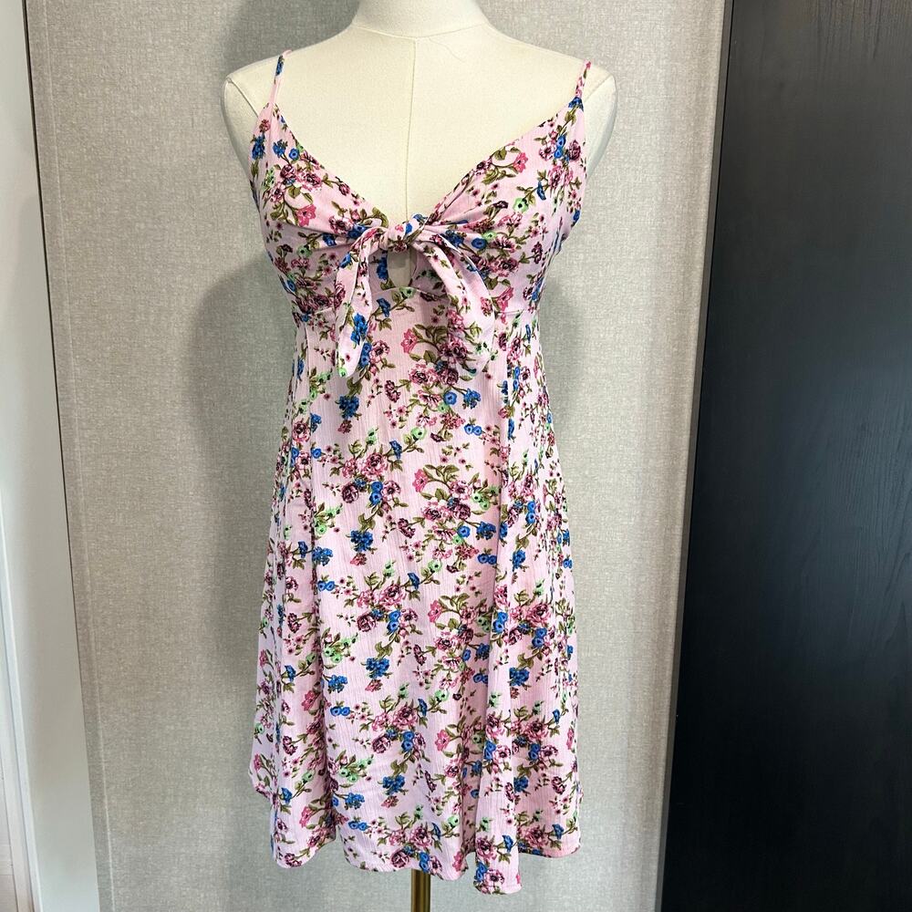 Madeline & Monroe Baby Doll Mini Dress Pink Floral Boho Y2K 90's Coquette Size S